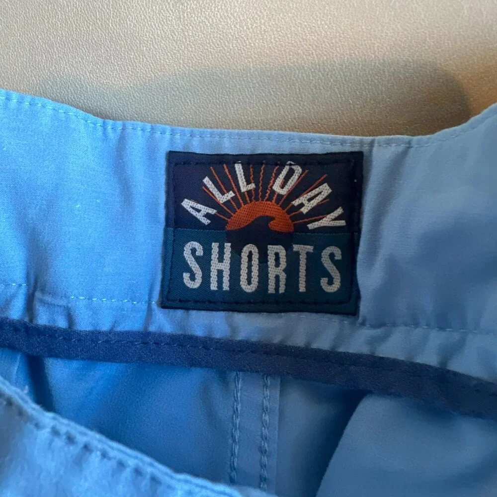 Faherty All Day Shorts Mens 38 Light Blue